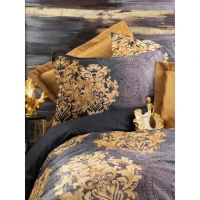 Parure de lit - 1 housse de couette 220 x 240 cm + 2 taies d'oreiller 60 x 60 cm - Satiné 100% coton - Anthracite(m-2)