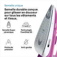 Fer vapeur - BRAUN - FI3124PU Freestyle 3 - Puissance 2400 W - Semelle SuperCéramic - Réservoir d'eau 270 ml - Auto-nettoyant(m-2)