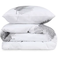 Parure de lit - 1 housse de couette 220 x 240 cm + 2 taies d'oreiller 60 x 60 cm - 65% coton, 35% polyester - Gris(m-3)