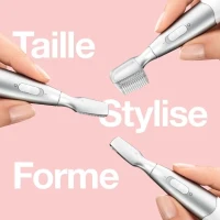 Mini-tondeuse de précision - BRAUN - FG1106 Sourcils- 1 vitesse - Pile - Gris / Blanc(m-2)