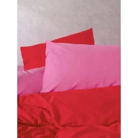 Parure de lit - 1 housse de couette 220 x 240 cm + 2 taies d'oreiller 60 x 60 cm - 100% coton renforcé - Rouge(m-3)