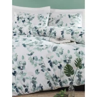 Parure de lit - 1 housse de couette 220 x 240 cm + 2 taies d'oreiller 60 x 60 cm - 65% coton, 35% polyester - Vert(m-4)