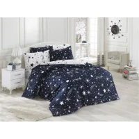 Parure de lit - 1 housse de couette 220 x 240 cm + 2 taies d'oreiller 60 x 60 cm - 65% coton, 35% polyester - Blanc(m-1)