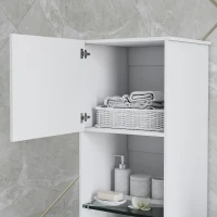 HOMCOM Coluna de Casa de Banho com 2 Portas Prateleiras Ajustáveis 40x38x160 cm Branco(m-5)