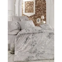 Parure de lit - 1 housse de couette 220 x 240 cm + 2 taies d'oreiller 60 x 60 cm - 100% coton renforcé - Gris(m-1)