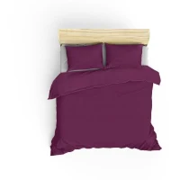 Parure de lit - 1 housse de couette 220 x 240 cm + 2 taies d'oreiller 60 x 60 cm - 100% coton renforcé - Violet(m-2)