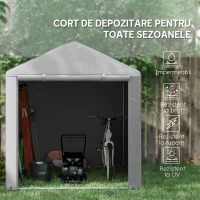 Outsunny Garaj pentru Motociclete, Biciclete și Unelte, Cort cu Fermoar, 160x218x172 cm, Gri Deschis(m-5)
