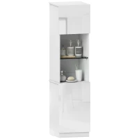 HOMCOM Coluna de Casa de Banho com 2 Portas Prateleiras Ajustáveis 40x38x160 cm Branco(m-6)