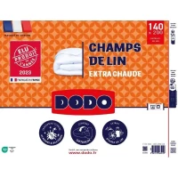 Couette 140x200 cm DODO CHAMPS DE LIN - Chaude - 450G/m² - Couette 1 personne -Douce et Chaude -Anti-acariens Antibactériens -Blanc(m-6)