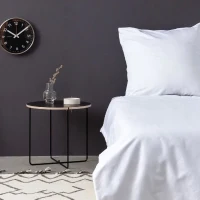 Parure de lit - 1 housse de couette 220 x 240 cm + 2 taies d'oreiller 60 x 60 cm - Satiné 100% coton - Blanc(m-1)
