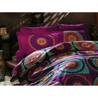 Parure de lit - 1 housse de couette 220 x 240 cm + 2 taies d'oreiller 60 x 60 cm - 100% coton renforcé - Fuchsia(m-2)