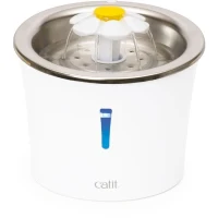 Fontaine a eau pour chat a fleur - CATIT - Flower - 3L - Dessus en acier inoxydable -  Avec LED - Blanc(m-1)