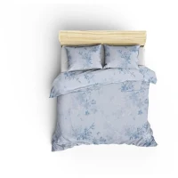 Parure de lit - 1 housse de couette 220 x 240 cm + 2 taies d'oreiller 60 x 60 cm - 100% coton renforcé - Bleu(m-2)