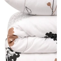 Parure de lit - 1 housse de couette 220 x 240 cm + 2 taies d'oreiller 60 x 60 cm - 65% coton, 35% polyester - Blanc(m-4)