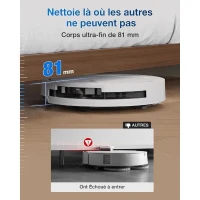 ECOVACS DEEBOT T50 OMNI - Aspirateur Robot Laveur avec Station - 15000Pa - Brosse latérale et serpilliere Extensibles - ZeroTangle(m-5)