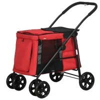 PawHut Carrinho de Passeio para Animais de Estimação Dobrável Almofada Incluída 600D Oxford 102×62×105 cm Vermelho(m-7)