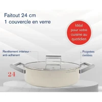 Faitout - ARTHUR MARTIN - AM6523 - 24 cm avec couvercle - Aluminium Forgé - Tous feux dont induction + four(m-4)