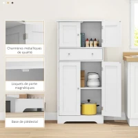 HOMCOM Armário de Cozinha 60x30x128 cm Gaveta e Prateleiras Ajustáveis Branco(m-4)