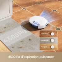MOVA M1 - Robot Aspirateur Laveur 2 en 1 - 4500Pa - Navigation Intelligente par SoF LiDAR - Brosse multi-surfaces(m-5)