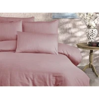 Parure de lit - 1 housse de couette 220 x 240 cm + 2 taies d'oreiller 60 x 60 cm - 80% coton, 20% polyester - Poudre(m-3)