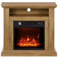 HOMCOM Lareira Elétrica com Chamas 3D Ajustáveis 1800W Temporizador 81,5x30x76,2 cm Castanho(m-7)