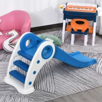 HOMCOM Toboggan Enfant Pliable 3 à 6 Ans Usage intérieur extérieur dim. 120L x 50l x 56H cm HDPE Bleu(m-11)