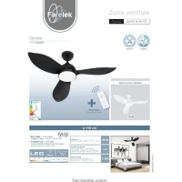 CORSICA Noir- Ventilateur de plafond Ø116cm 70W + éclairage LED(m-3)