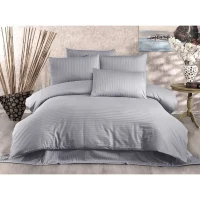 Parure de lit - 1 housse de couette 220 x 240 cm + 2 taies d'oreiller 60 x 60 cm - 80% coton, 20% polyester - Gris(m-1)