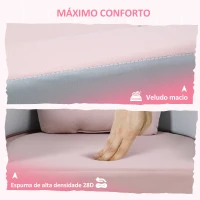 AIYAPLAY Sofá para Crianças com Almofada em Forma de Coroa Dobrável em Cama e Zona de Brincadeiras 116x61x14 cm Rosa e Azul Acinzentado(m-5)