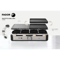 Appareil a raclette FAGOR - FGRG8 - Pierre de cuisson - Jusqu'a 8 personnes - Thermostat réglable - 1400W(m-4)