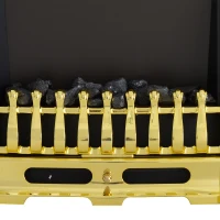 HOMCOM Lareira Elétrica Efeito de Chama Termóstato 1000W/2000W Preto e Dourado 48,2x18,5x59,2 cm(m-4)