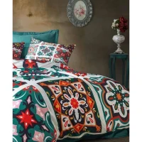 Parure de lit - 1 housse de couette 220 x 240 cm + 2 taies d'oreiller 60 x 60 cm - 100 % polyester microsatin - Vert(m-2)