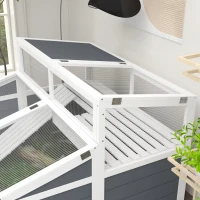 PawHut Terrario para Reptéis Casa para Tartarugas de Madeira 2 Pisos com Rampa e 3 Portas 115x115x82 cm Cinza(m-4)