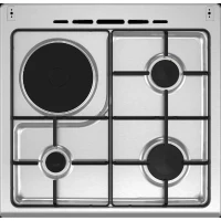Cuisiniere mixte CONTINENTAL EDISON CECM60FCS - 3 feux gaz + 1 électrique - L59,8 x P61 xH83 cm - Silver(m-5)