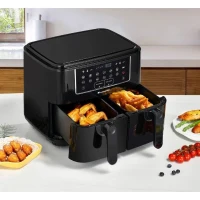 Airfryer Friteuse a Air Sans huile CONTINENTAL EDISON - CERFRSH24002CB - 9 L - Double bacs - 2400W - Noir(m-3)