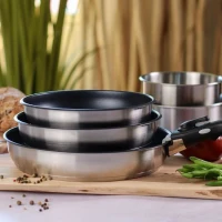 Batterie de cuisine - Induction - MENASTYL - 7930018 - Inox - 6 pieces - Poignée amovible - Gris(m-4)