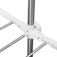 HOMCOM Séchoir à Linge Étendoir Intérieur/Extérieur Pliable, 4 Ailes Latérales Sur 2 Niveaux , Charge Max 15 Kg Blanc et Argent(m-5)