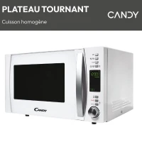 Micro-ondes Candy Essenza CMXW30DW 900W 30L Digital Blanc - Fonction Décongélation - 5 Niveaux de Puissance - 10 Menus Auto(m-6)