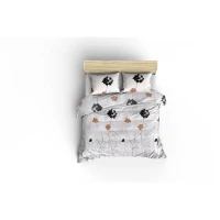 Parure de lit - 1 housse de couette 220 x 240 cm + 2 taies d'oreiller 60 x 60 cm - 65% coton, 35% polyester - Blanc(m-2)