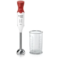 Mixeur plongeant BOSCH ErgoMixx MSM64110 - 450W - Pied inox - 4 lames aiguisées - 2 vitesses - Bol gradué 600ml - blanc/rouge(m-2)