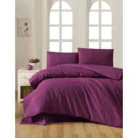 Parure de lit - 1 housse de couette 220 x 240 cm + 2 taies d'oreiller 60 x 60 cm - 100% coton renforcé - Violet(m-1)