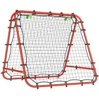 HOMCOM Rede de Rebote Dobrável para Treino Desportivo Ajustável em 5 Níveis de Ângulo com Tubo de Aço 100x95x90 cm Vermelho(m-1)