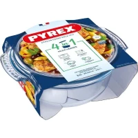Cocotte - PYREX - 1450074 - Ronde - En verre borosilicate - 5,1 litres - Adapté au congélateur et micro-ondes(m-1)