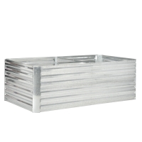 Outsunny Canteiro Elevado Retangular em Aço Galvanizado 180x90x59 cm