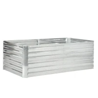 Outsunny Canteiro Elevado Retangular em Aço Galvanizado 180x90x59 cm(m-1)