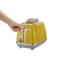 Grille-pain - DELONGHI - ICONA CAPITALS - 2 tranches - 900W - Chauffe viennoisseries - Jaune(m-3)
