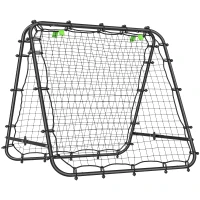 HOMCOM Rede de Rebote Dobrável para Treino Desportivo Ajustável em 5 Níveis de Ângulo com Tubo de Aço 100x95x90 cm Preto(m-1)
