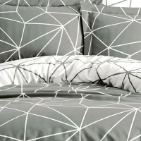 Parure de lit - 1 housse de couette 220 x 240 cm + 2 taies d'oreiller 60 x 60 cm - 100% coton renforcé - Gris(m-4)