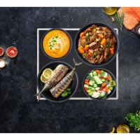 Arthur Martin AM1502 Batterie de cuisine 15 pieces - poignée amovible effet bois - tous feux dont induction(m-6)