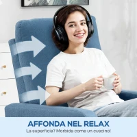 HOMCOM Poltrona Relax Reclinabile Manualmente a 135°, Girevole a 360° con Funzione Dondolo, Blu(m-9)